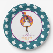 黒人女性のブライズシャワー風船花水色 ペーパープレート (正面)