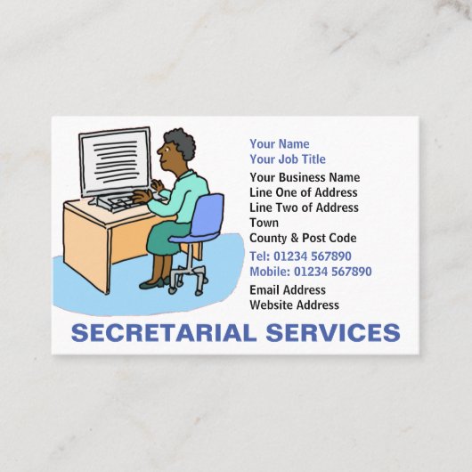 黒人女性の秘書サービス 名刺 (正面)