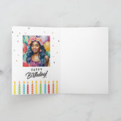 黒人女性の笑顔ハッピーバースデー カード (内部)