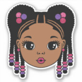 黒人女性の編み髪 シール (正面)
