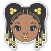 黒人女性の編み髪 シール (正面)