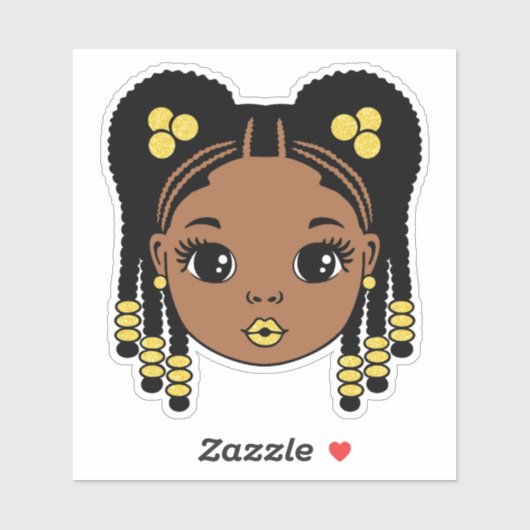 黒人女性の編み髪 シール (シート)