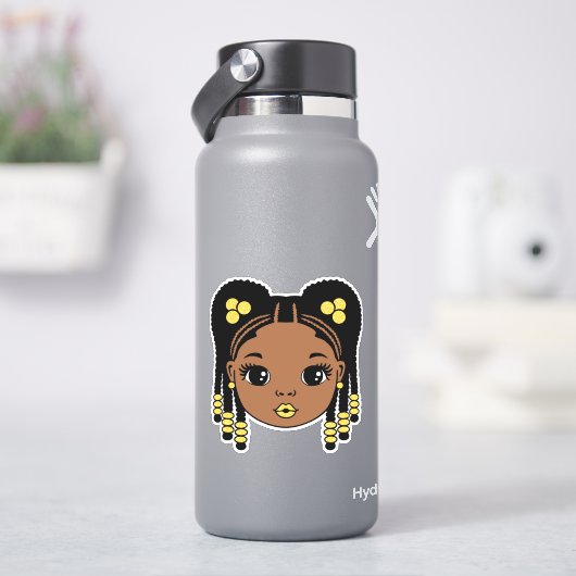 黒人女性の編み髪 シール (HydroFlask)