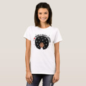 黒人女性の誇り アフロヘア 赤いハートの花 Tシャツ (正面フル)