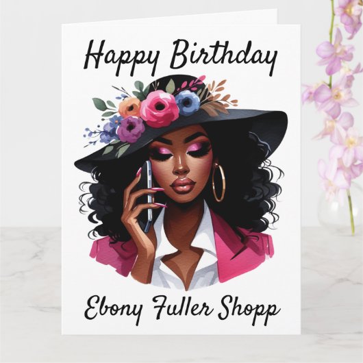 黒人女性の誕生日カード カード (蘭)