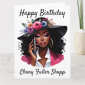 黒人女性の誕生日カード カード (正面)