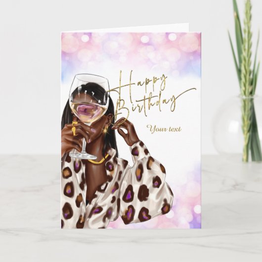 黒人女性の誕生日カード カード (正面)