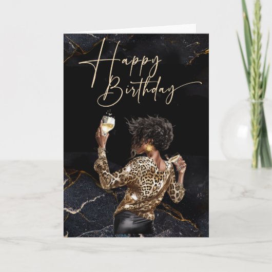 黒人女性の誕生日カード カード (正面)