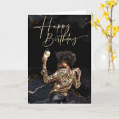 黒人女性の誕生日カード カード (黄色い花)