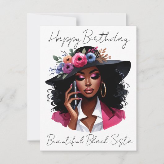 黒人女性の誕生日カード シーズンカード (正面)