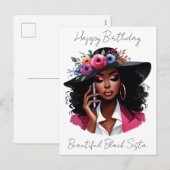 黒人女性の誕生日カード シーズンポストカード (正面/裏面)