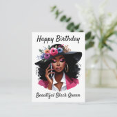 黒人女性の誕生日カード ポストカード (スタンド正面)