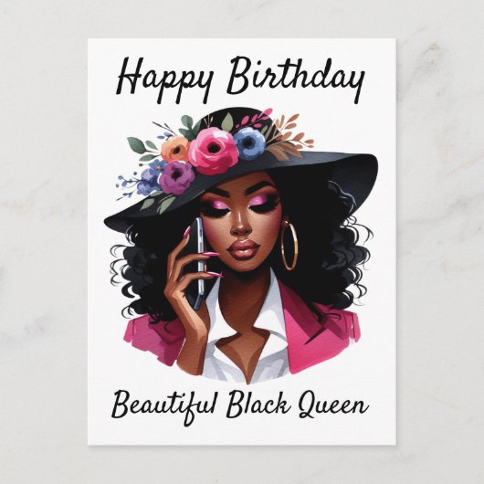 黒人女性の誕生日カード ポストカード (正面)