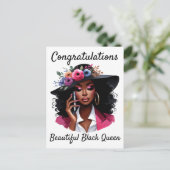 黒人女性の誕生日カード ポストカード (スタンド正面)