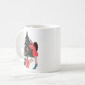 黒人女性の飾クリスマスツリーコーヒーマグ コーヒーマグカップ (正面左)