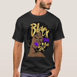 黒人女性の魔法アフロ女性パープルバイオレットディーバメル Tシャツ