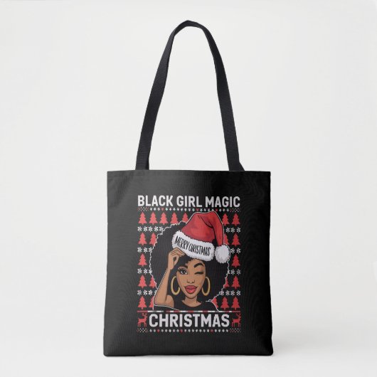 黒人女性の魔法 メリークリスマス アフリカ系アメリカ人 トートバッグ (正面)