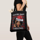 黒人女性の魔法 メリークリスマス アフリカ系アメリカ人 トートバッグ (クローズアップ)
