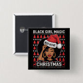 黒人女性の魔法 メリークリスマス アフリカ系アメリカ人  缶バッジ (正面&裏面)