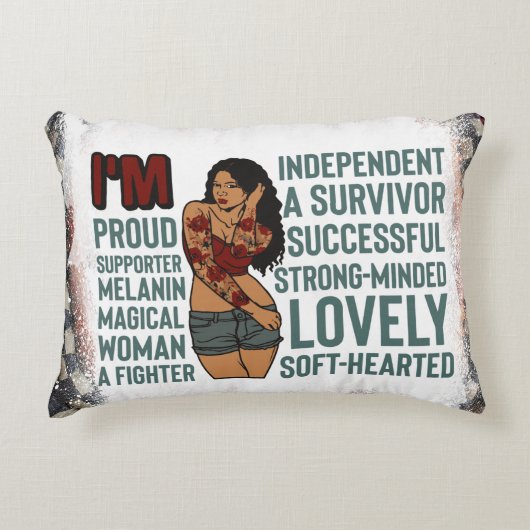 黒人女性はメラニン・クイーンシエスタ引用文 アクセントクッション (正面)