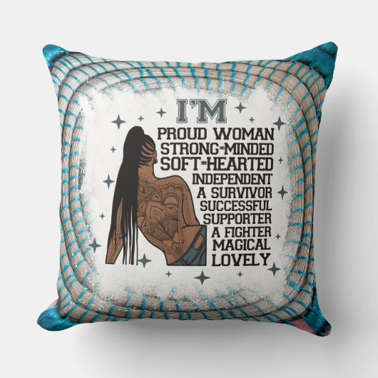 黒人女性はメラニン・クイーンシエスタ引用文 クッション (正面)