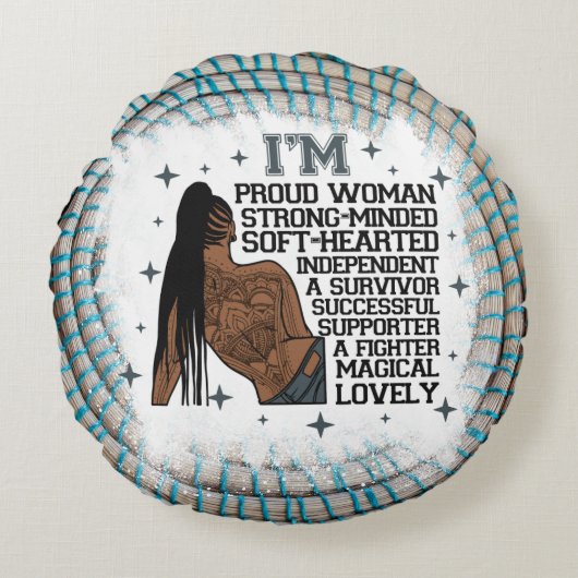 黒人女性はメラニン・クイーンシエスタ引用文 ラウンドクッション (正面)