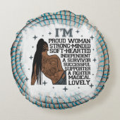 黒人女性はメラニン・クイーンシエスタ引用文 ラウンドクッション (裏面)