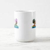 黒人女性はラブマグでリードする コーヒーマグカップ (中央)