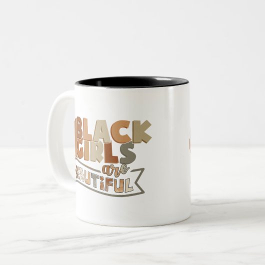 黒人女性は美しいアフロ人女性だ ツートーンマグカップ (正面左)