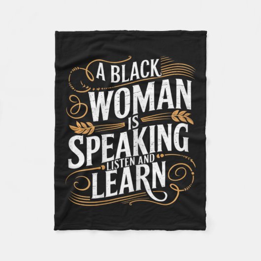 黒人女性は話人の聞学ともの フリースブランケット (正面)