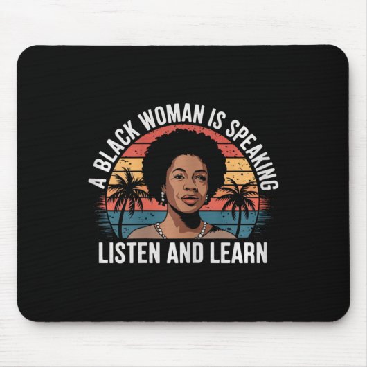 黒人女性は話人の聞学ともの マウスパッド (正面)