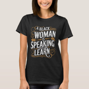 黒人女性は話人の聞学ともの Tシャツ