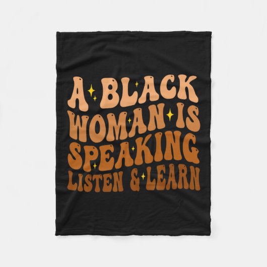 黒人女性は話後聞学のためにある フリースブランケット (正面)