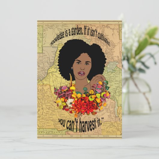 黒人女性アフリカの諺引用文ウィズダムアート サンキューカード (スタンド正面)