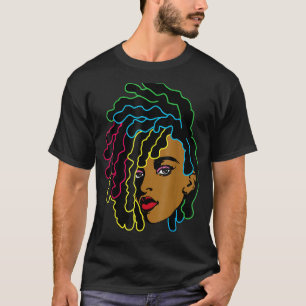 黒人女性アフリカアフロカッコいいヘアブラック史M Tシャツ