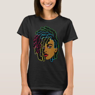 黒人女性アフリカアフロカッコいいヘアブラック史M Tシャツ