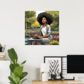 黒人女性アフリカ系アメリカ人スケッチポスタープリント ポスター (ホームオフィス)