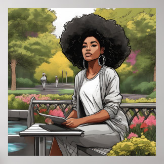 黒人女性アフリカ系アメリカ人スケッチポスタープリント ポスター