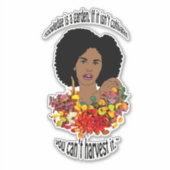 黒人女性アフリカ諺ナレッジ引用文アート シール (正面)