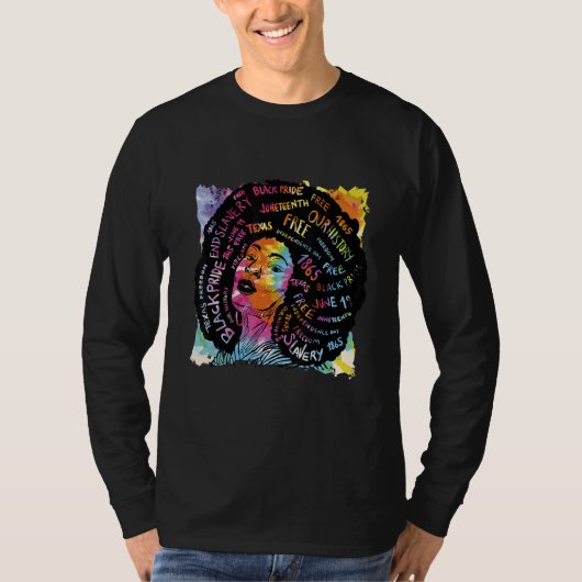 黒人女性アフロメラニンプライド黒歴史月間 Tシャツ (正面)