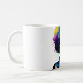 黒人女性アフロレインボーヘアサングラスアート コーヒーマグカップ (左)