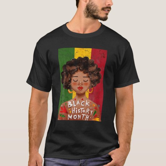 黒人女性アフロヴィンテージ黒人歴史月間ギフト Tシャツ (正面)