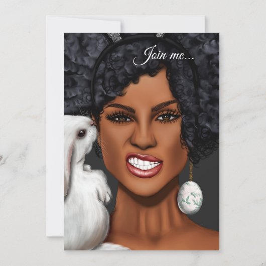 黒人女性イースターバースデーパーティー 招待状 (正面)
