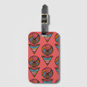 黒人女性カラフルターバン珊瑚色 ラゲッジタグ (正面縦)