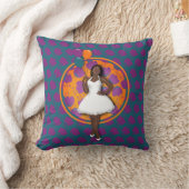 黒人女性カラフル風船花柄ティール(緑がかった色) クッション (ブランケット)