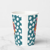 黒人女性カラフル風船花柄ティール（緑がかった色） 紙コップ (左)