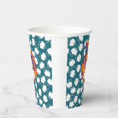 黒人女性カラフル風船花柄ティール（緑がかった色） 紙コップ (右)