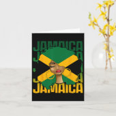 黒人女性ガールハッピーインディペンデンスデイジャマイカ カード (黄色い花)