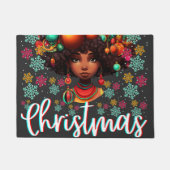 黒人女性クリスマスメラニンシアスタシスタクリスマスシスタ ドアマット (正面)