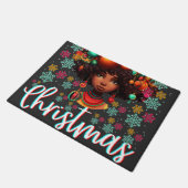 黒人女性クリスマスメラニンシアスタシスタクリスマスシスタ ドアマット (アングル)